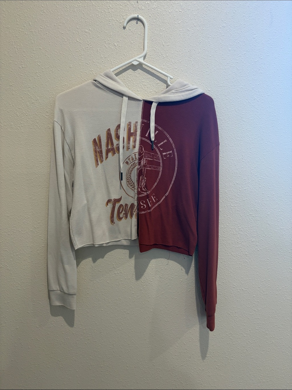 Nashville Split-Tone Hooded Sweatshirt - White & Rust